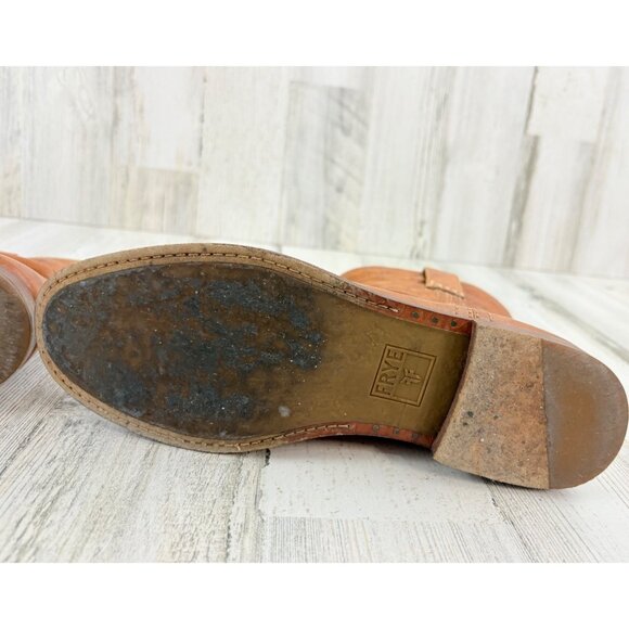 Frye Anna Shortie Tan Leather Western Mini Boot Womens Size 10 - Picture 14 of 16